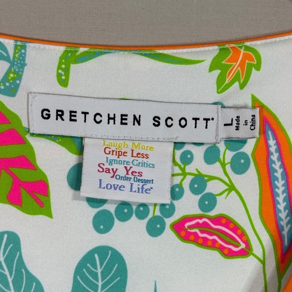 Gretchen Scott Tropical Floral Tunic Dress Resort Cruise Wear L - Picture 2 of 5